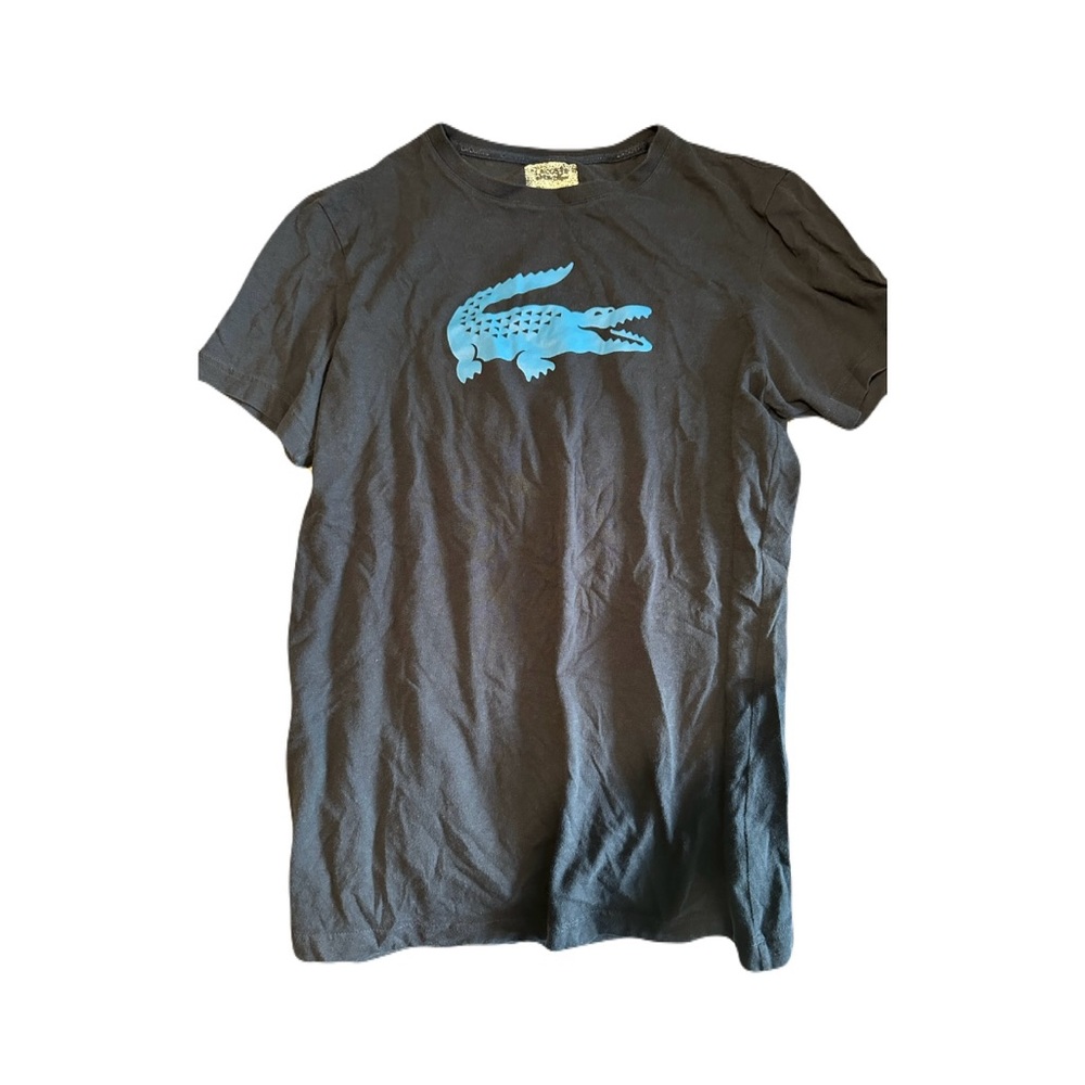 Lacoste Black T-Shirt with Blue Logo